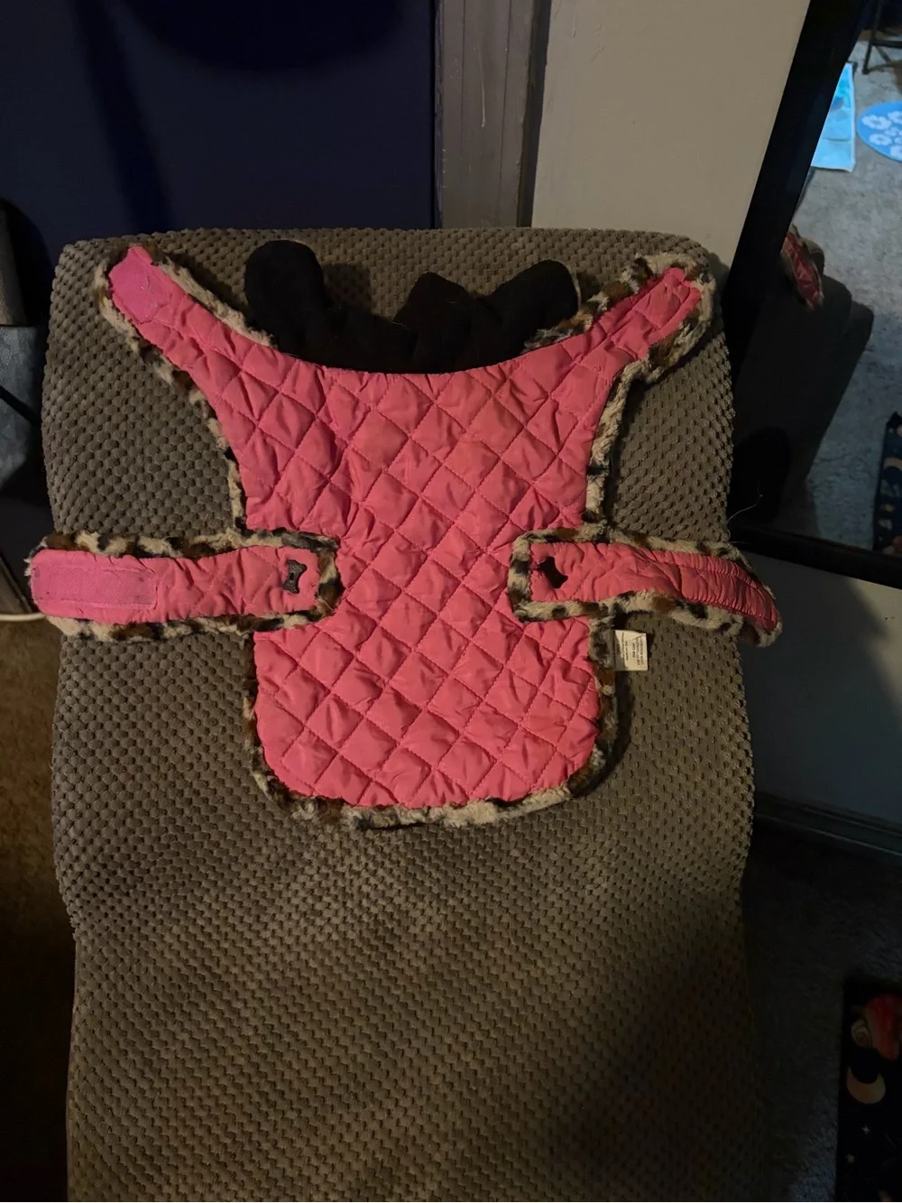 Kids Pink Quilted Faux Fur-Trim Pet Coat